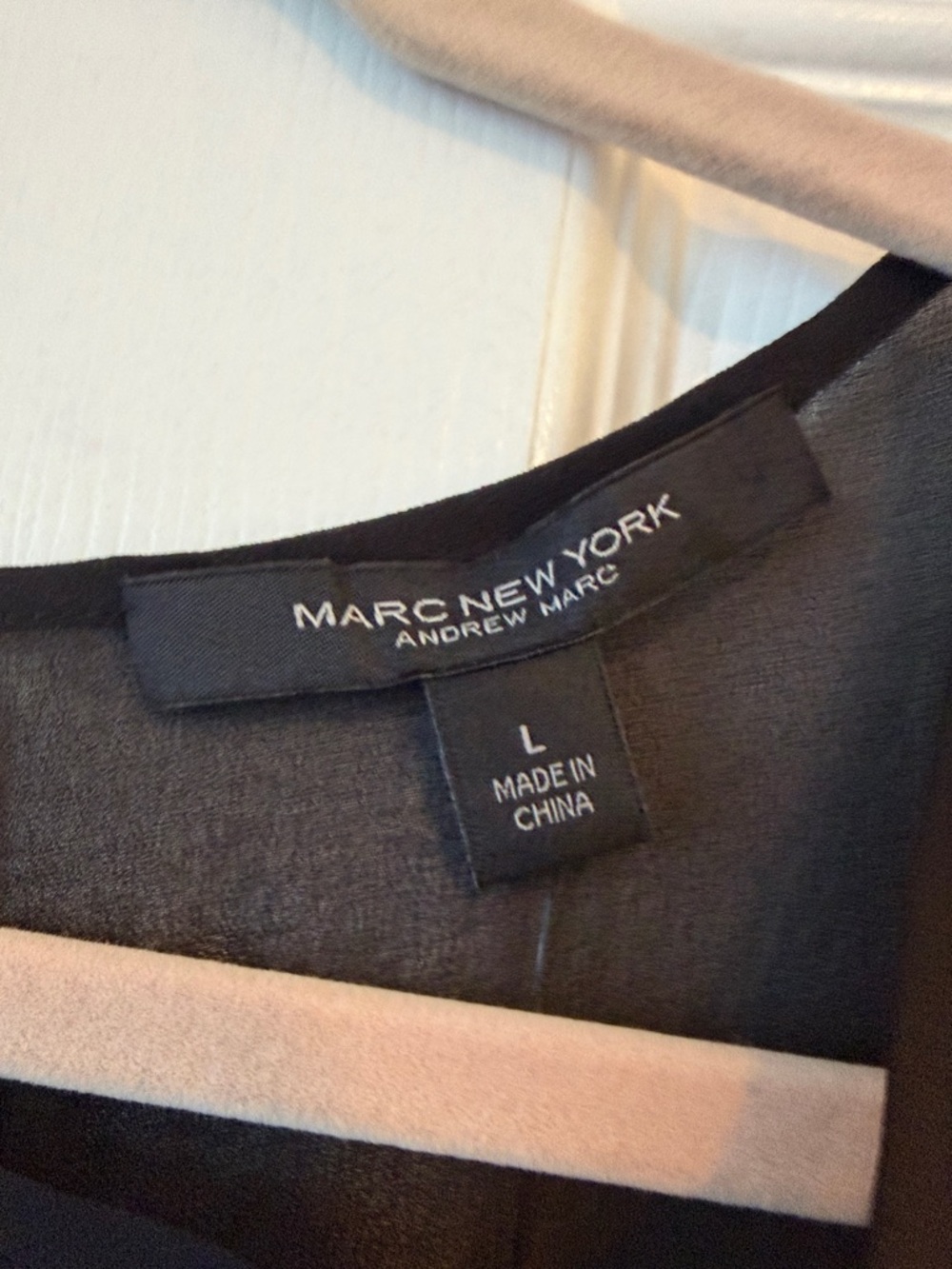 Marc NY Andrew Marc Sheer Ruffle-Hem Blouse - Black size large - Picture 4 of 10
